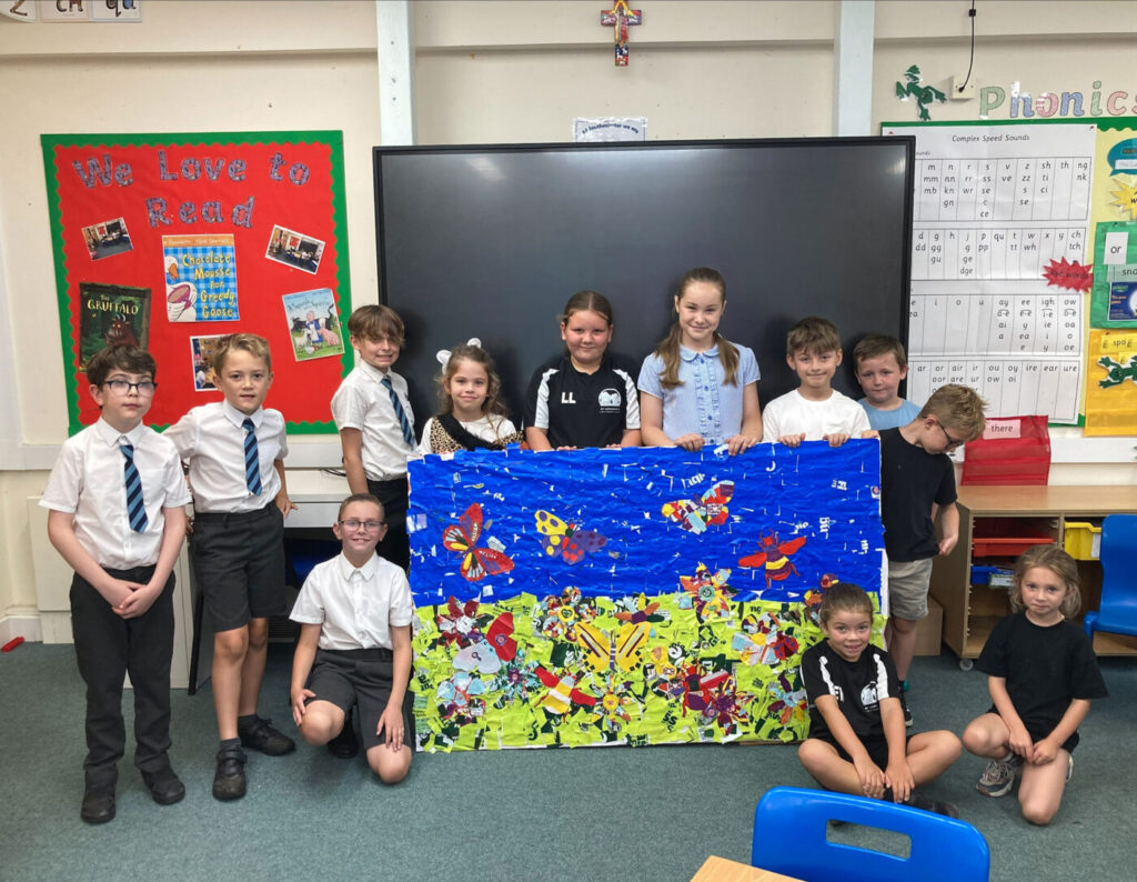 St Leonard's Church of England Primary School with mural.