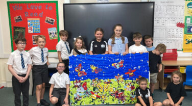 St Leonard's Church of England Primary School with mural.