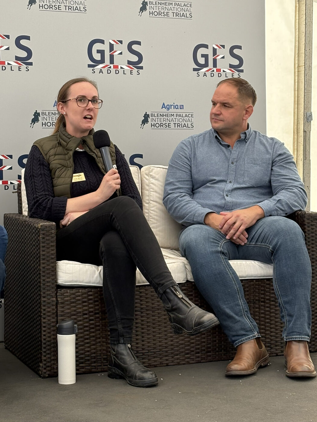 Katie Reeve with Michael Darley in the BETA Equestrian Hub Live Tent