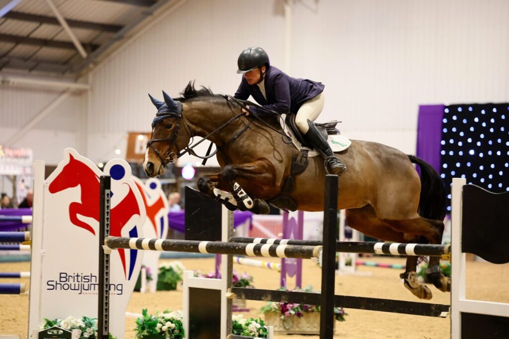 Sarah Jane Brown and Fliss at the Veteran Showjumping Championships